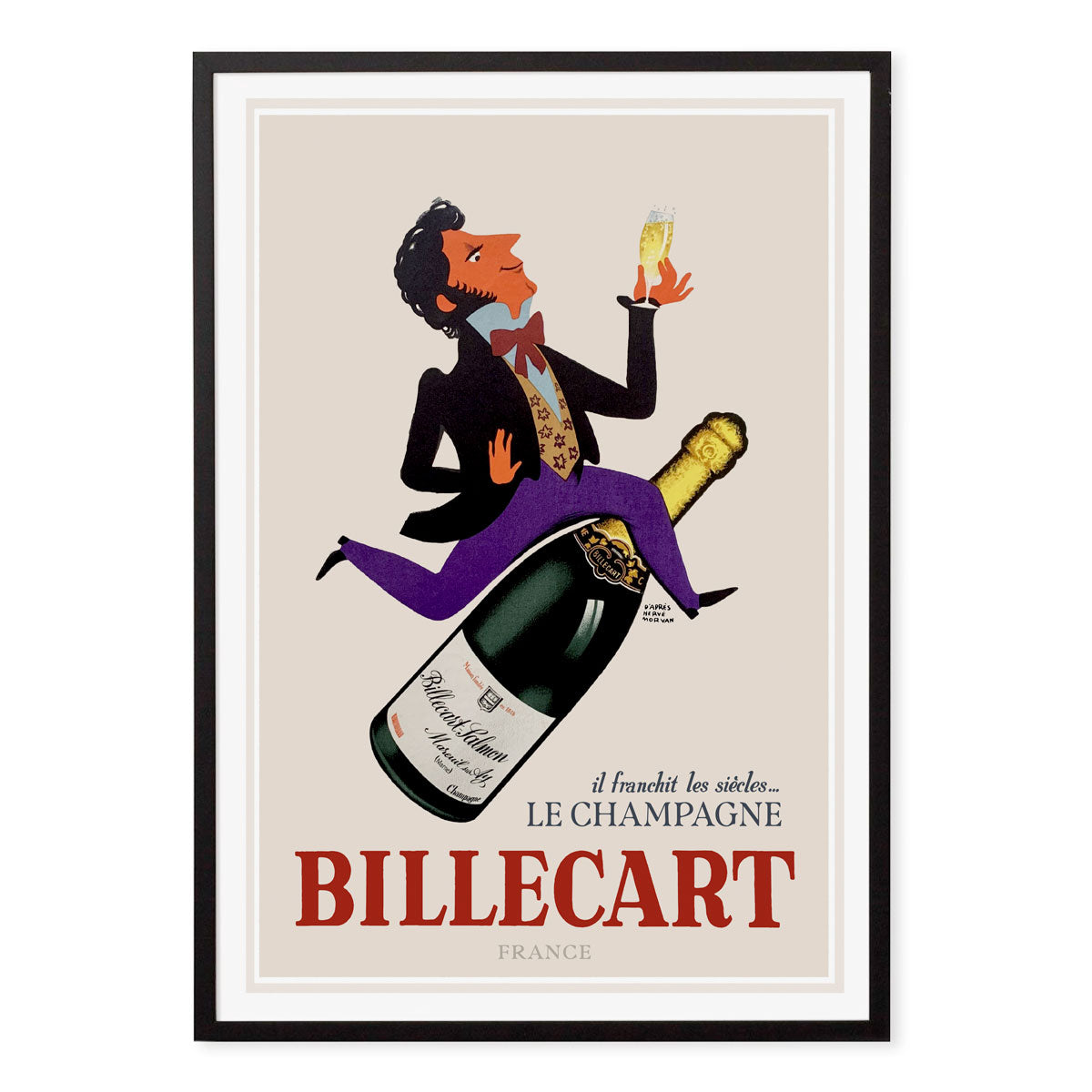 BilleCart Champagne France retro poster print in black frame from Places We Luv