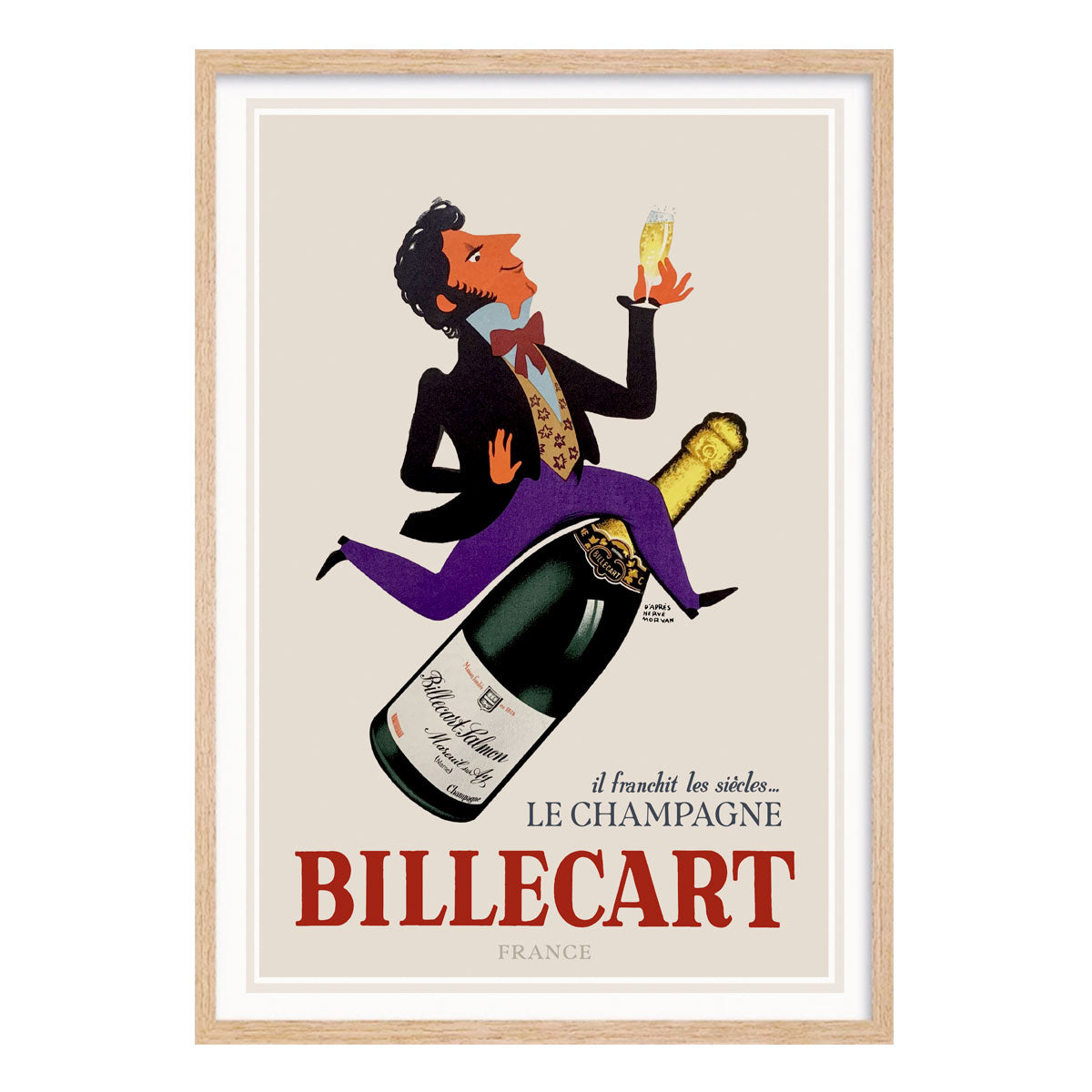 BilleCart Champagne France retro poster print in oak frame from Places We Luv