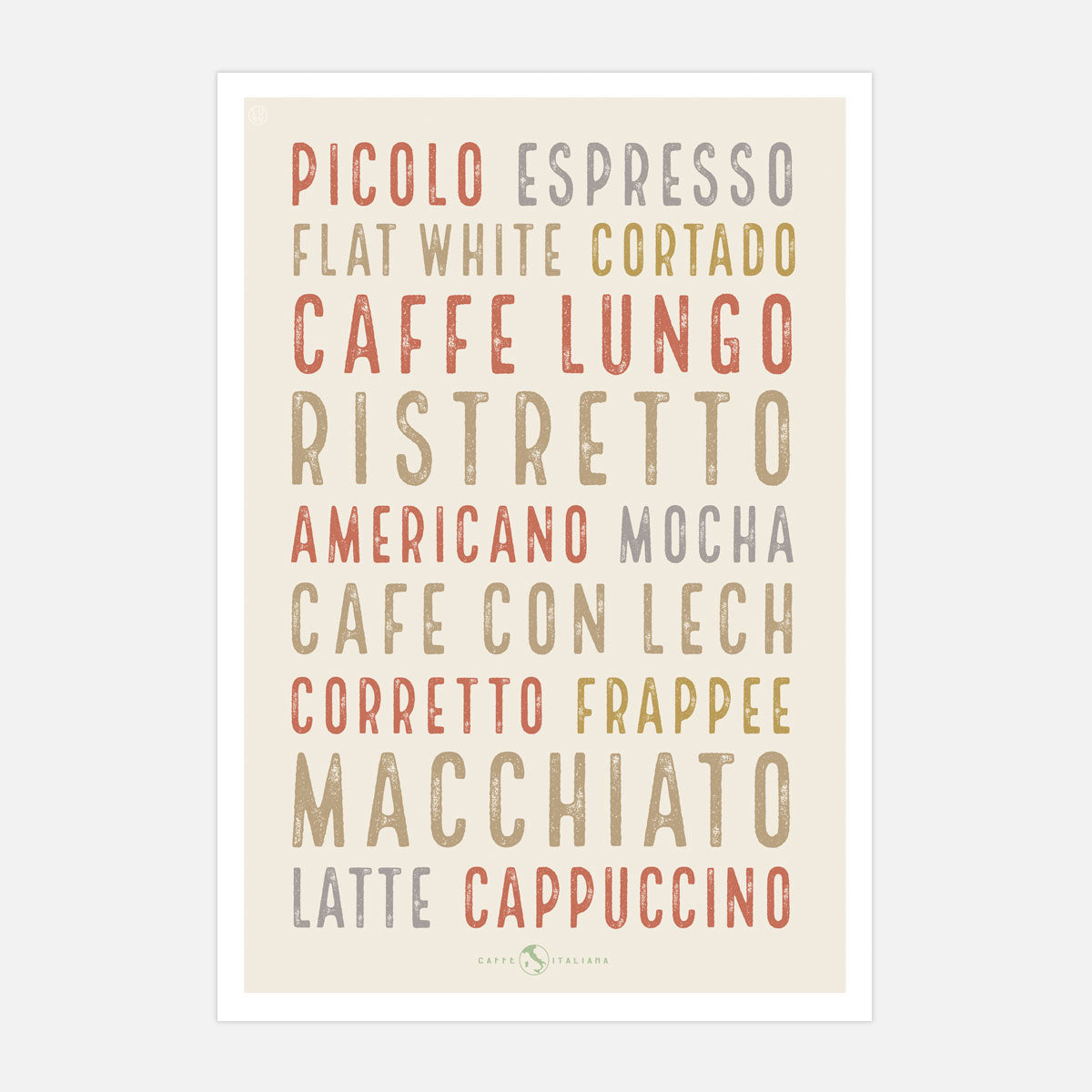 Retro vintage light Italian Coffee poster from Places We Luv