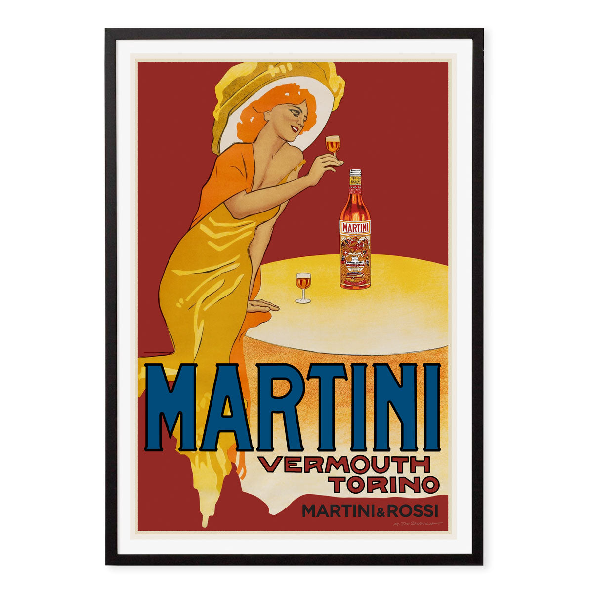 Martini Vermouth Italy retro vintage poster print in black frame from Places We Luv