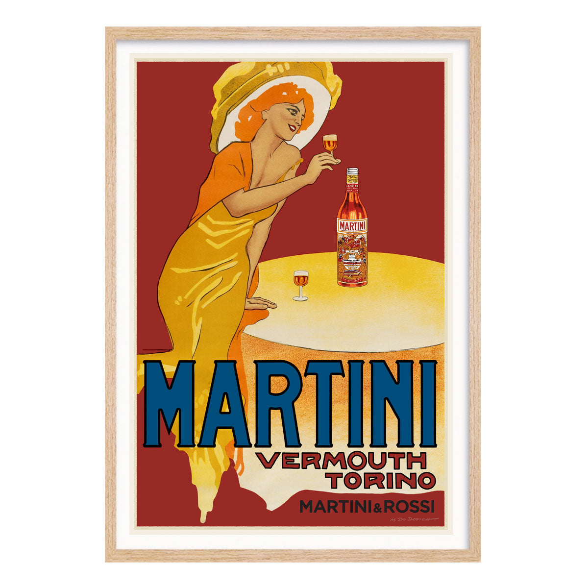 Martini Vermouth Italy retro vintage poster print in oak frame from Places We Luv