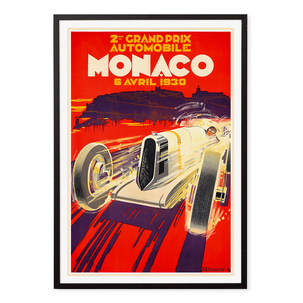 Monaco Grand Prix retro vintage poster print in black frame from Places We Luv