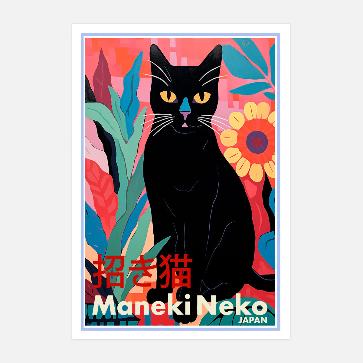 Retro poster Maneki Neko Japan Black Cat from Places We Luv