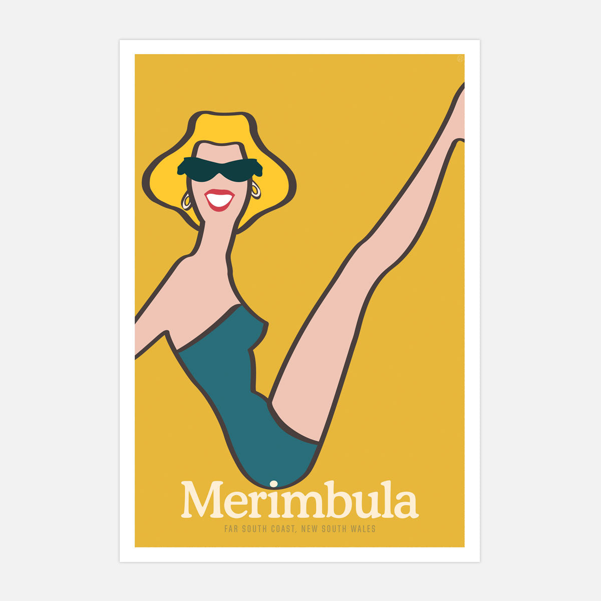 Merimbula beach girl retro poster from Places We Luv