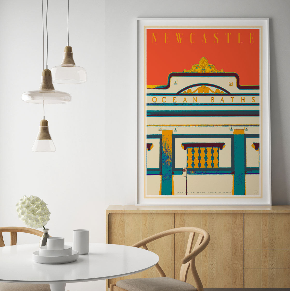 Newcastle art orange retro vintage print from Places We Luv