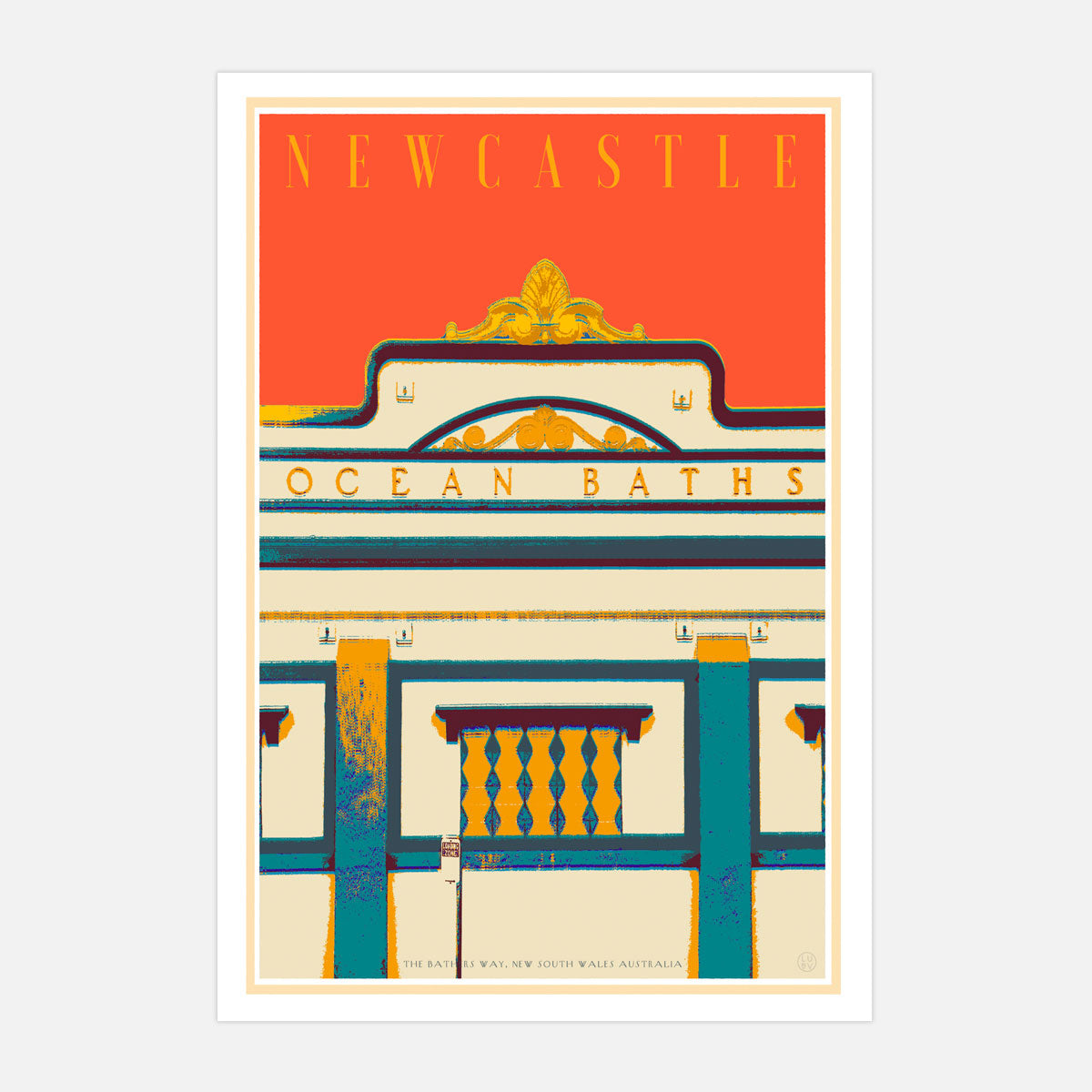 Newcastle art orange retro vintage poster from Places We Luv