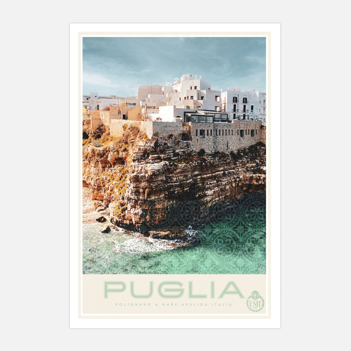 Puglia coast retro vintage poster from Places We Luv