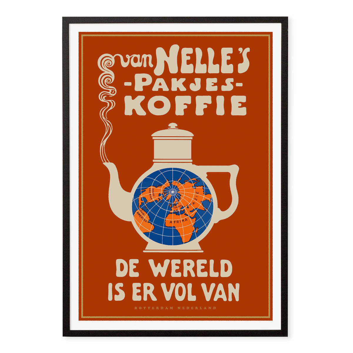 Van Nelles Coffee The Netherlands retro vintage poster print  in black frame from Places We Luv