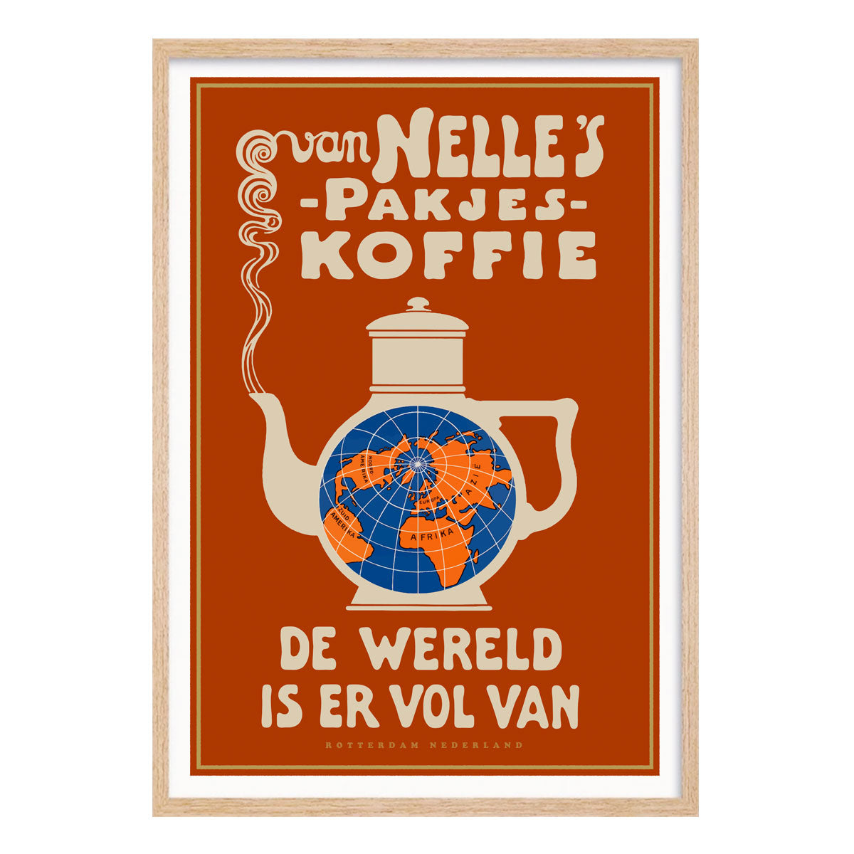 Van Nelles Coffee The Netherlands retro vintage poster print  in oak frame from Places We Luv