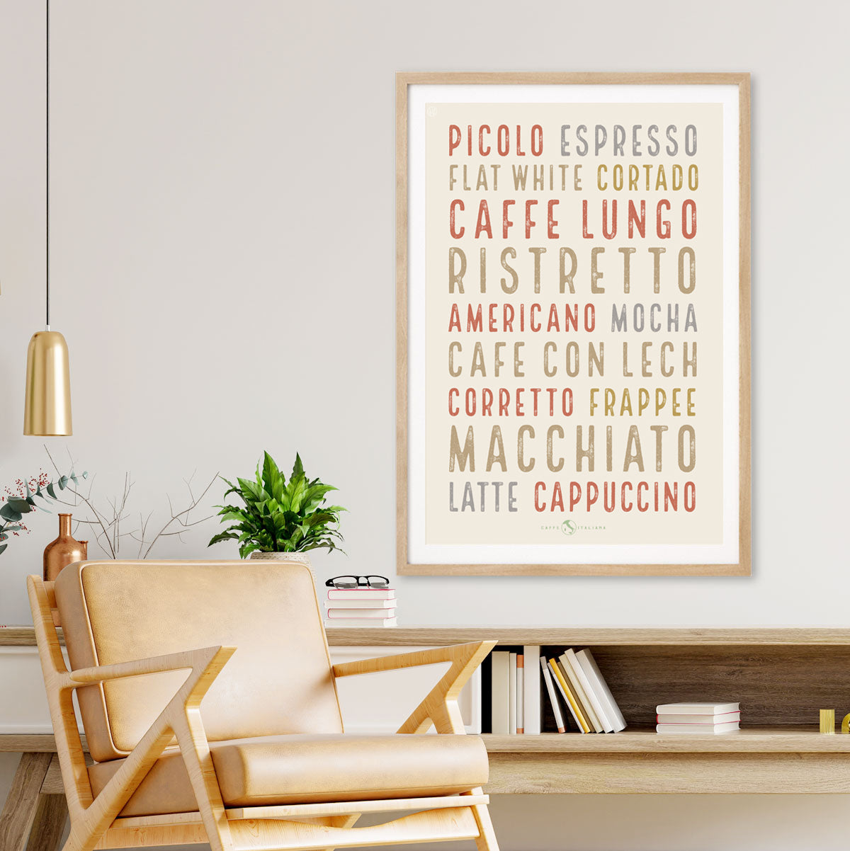 Retro vintage light Italian Coffee poster print from Places We Luv