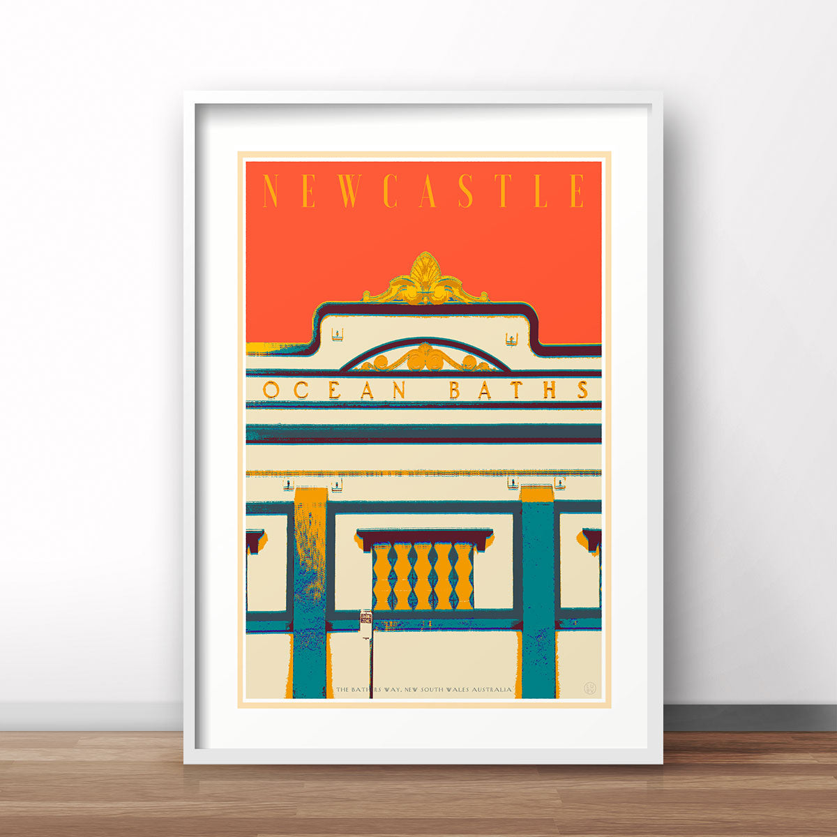 Newcastle art orange retro vintage print poster from Places We Luv