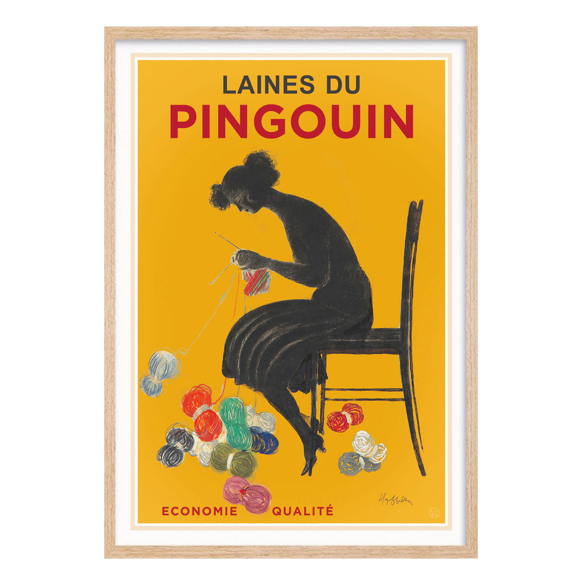 Laines du Pingouin retro vintage advertising poster print in oak frame from Places We Luv